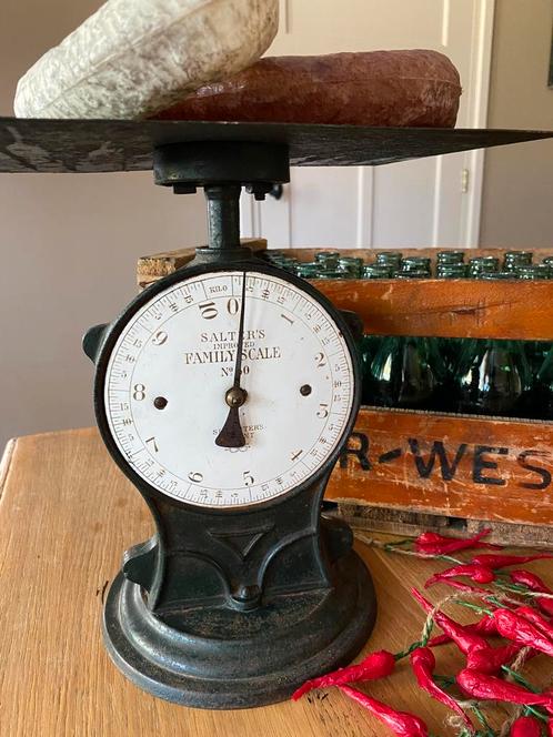 Brocante Salter weegschaal, langwerpig plateau, Antiek en Kunst, Antiek | Keukenbenodigdheden, Ophalen of Verzenden