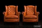 Gecapitonneerde chesterfield wingchair in dikste schapenleer, Ophalen, Nieuw, 75 tot 100 cm, Leer