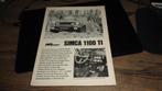 Autotest SIMCA 1100  TI, Verzenden, Zo goed als nieuw, Overige merken