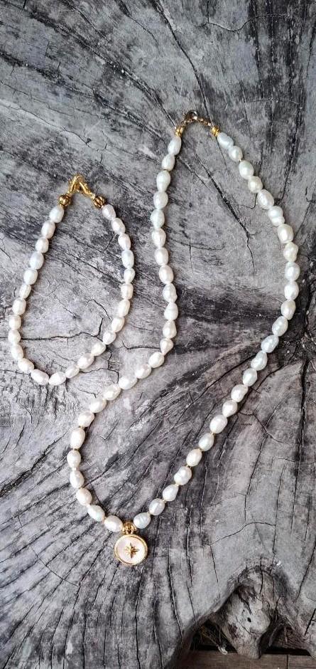 Nieuwe zoetwater (echte) parelen set (Handmade), Sieraden, Tassen en Uiterlijk, Kettingen, Nieuw, Overige materialen, Overige kleuren