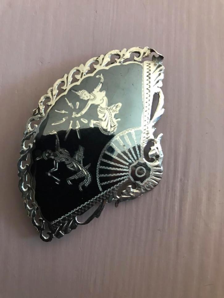 Niëllo zilveren/sterling waaier., Sieraden, Tassen en Uiterlijk, Broches, Zo goed als nieuw, Zilver, Zilver, 4 tot 7 cm, Ophalen