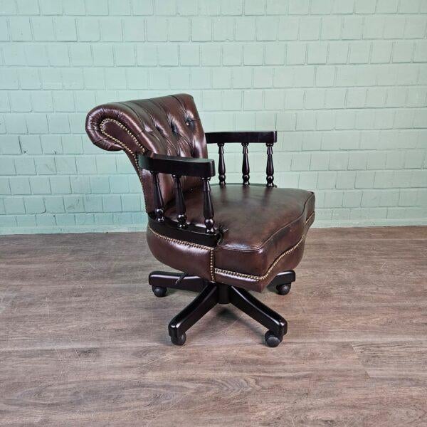 27436 Bureaustoel Chesterfield Leder, Huis en Inrichting, Bureaustoelen, Ophalen of Verzenden, Nieuw, Zwart, Bureaustoel