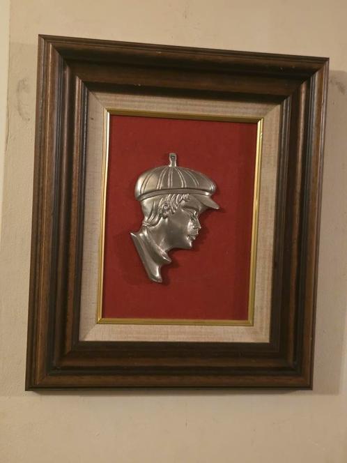 Antiek kader met tin figuur, Huis en Inrichting, Woonaccessoires | Lijsten, Zo goed als nieuw, Minder dan 50 cm, Hout, Ophalen of Verzenden