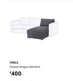 Ikea Vimle Chaise Longue grijs, Huis en Inrichting, Banken | Complete zithoeken, Zo goed als nieuw, Ophalen