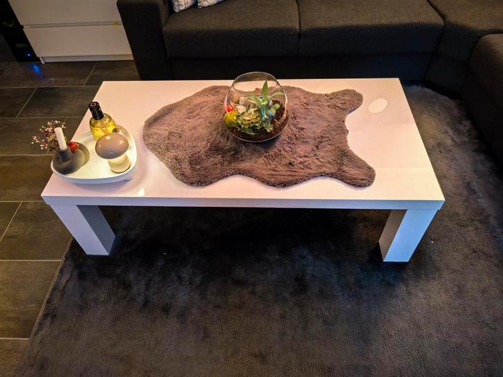 Hoogglans Wit Salon- & Eettafel + Stoelen, Huis en Inrichting, Tafels | Salontafels, Gebruikt, Minder dan 50 cm, 50 tot 100 cm