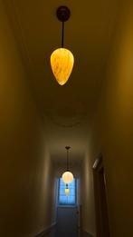 Drie vintage hanglampen, Ophalen, Gebruikt, Glas, Minder dan 50 cm
