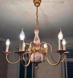 1940-1950 kroonluchter antiek italie Porselein roze bloemen, Ophalen of Verzenden