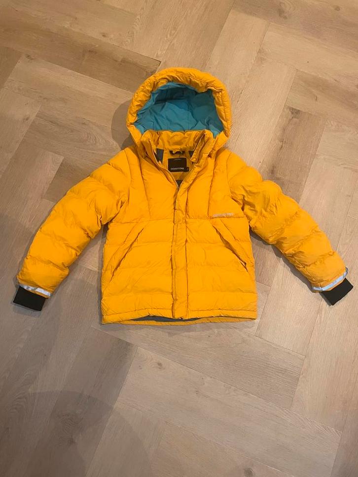 Winterjas Didriksons mt 140 geel, Kinderen en Baby's, Kinderkleding | Maat 140, Zo goed als nieuw, Jongen of Meisje, Jas, Ophalen of Verzenden