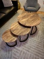 Salontafel set - rond - industrieel, Huis en Inrichting, 50 tot 100 cm, Rond, Ophalen of Verzenden, Zo goed als nieuw