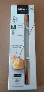NIEUW BOSKA FONDEAU VORKEN MET HOUTEN HEFT-KAASFONDEAU, Verzenden, Nieuw, Rvs of Chroom, Bestekset