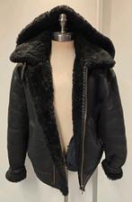 Zwarte heren lammy coat pilotenjas - maat L - lamsleer, Kleding | Heren, Jassen | Winter, Ophalen of Verzenden, Zo goed als nieuw