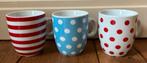 3 Siaki Senseo mokjes polkadot strepen rood wit blauw, Ophalen of Verzenden, Zo goed als nieuw, Overige stijlen, Kop(pen) en/of Schotel(s)