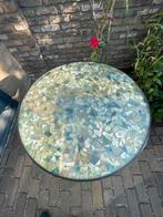 Mooi rond glazen tafeltje in mozaïekstijl, Gebruikt, Rond, 55 tot 75 cm, Glas