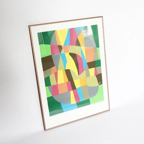 Kleurrijke zeefdruk gesigneerd Bjarne Nielsen vintage, Antiek en Kunst, Kunst | Litho's en Zeefdrukken, Ophalen of Verzenden