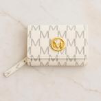 Trendy dames portemonnee – monogram print – wit/goud, Ophalen of Verzenden, Zo goed als nieuw, Wit, Overige merken