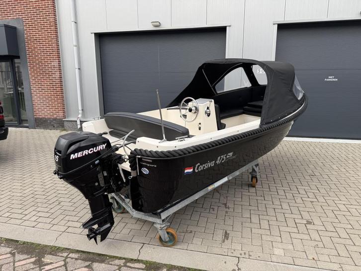 Nette Corsiva 475 Limited Sloep Compleet Incl. Mercury 15PK, Watersport en Boten, Sloepen, Gebruikt, 10 tot 30 pk, 3 tot 6 meter