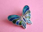 jwg Vintage 70s cloisonne emaille vlinder broche blauw groen, Sieraden, Tassen en Uiterlijk, Antieke sieraden, Verzenden, Overige materialen