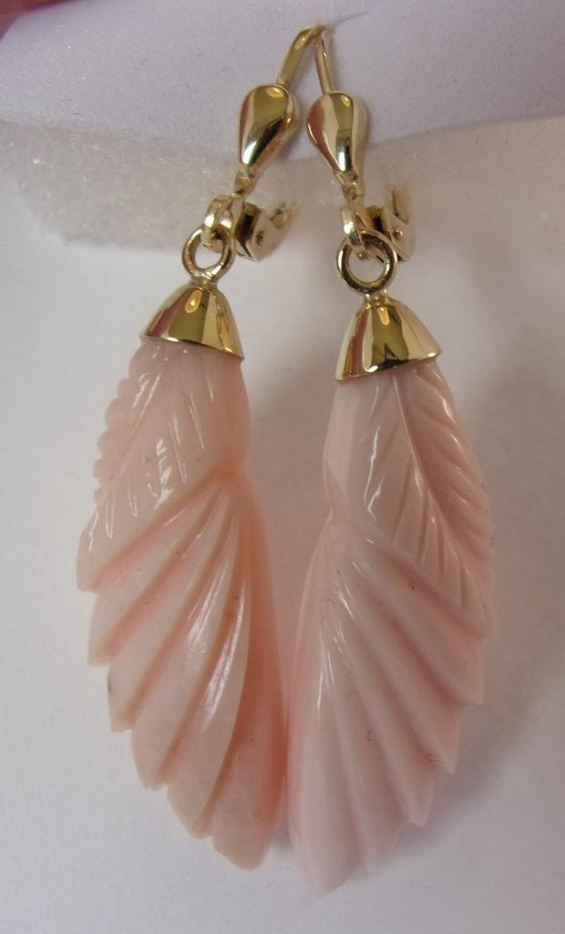 Gouden oorhangers met Opaal, 4,6 cm lang, nieuw, Sieraden, Tassen en Uiterlijk, Oorbellen, Nieuw, Hangers, Goud, Roze, Met edelsteen