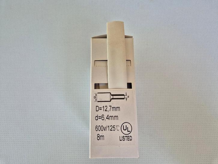 Krimpkous Wit 13mm - 2:1 - 7 meter, Hobby en Vrije tijd, Elektronica-componenten, Nieuw, Verzenden