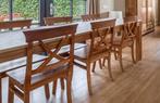 Teakhouten eetkamerset, Huis en Inrichting, Ophalen, Gebruikt, 6 tot 8 stoelen