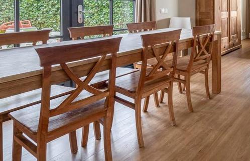 Teakhouten eetkamerset, Huis en Inrichting, Complete eetkamers, Gebruikt, 6 tot 8 stoelen, Ophalen