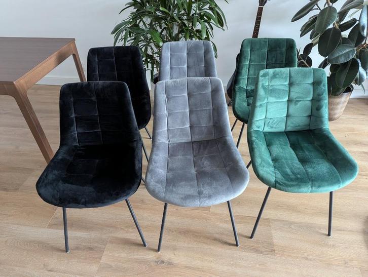Velvet eetkamerstoelen, Huis en Inrichting, Stoelen, Zo goed als nieuw, Vijf, Zes of meer stoelen, Stof, Overige materialen, Overige kleuren