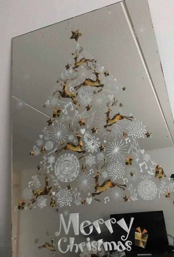 Nieuw Grote muursticker 90 cm kerstboom wit goud rendieren, Diversen, Kerst, Nieuw, Ophalen of Verzenden