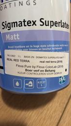 Twee blikken Sigma superlatex 1 liter, Doe-het-zelf en Verbouw, Verf, Beits en Lak, Ophalen, Nieuw, Oranje, Verf