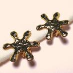 Vintage oorbellen clips verguld ster reliëf jaren '80-'90, Overige materialen, Gebruikt, Verzenden, Knopjes of Stekers