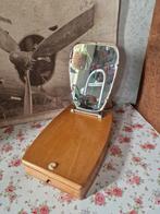 Vintage houten scheerkist met spiegel, Antiek en Kunst, Curiosa en Brocante, Ophalen of Verzenden