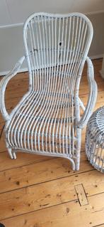 Vintage rotan stoel, Ophalen, Wit, Riet of Rotan, Zo goed als nieuw