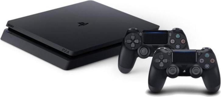 PlayStation 4 Slim 1TB met 2 Controllers, Spelcomputers en Games, Spelcomputers | Sony PlayStation 4, Zo goed als nieuw, Slim