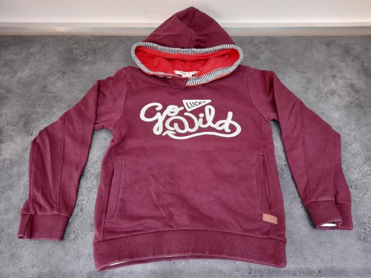 Mooie stoere bordeaux rode trui/hoodie van Sturdy, maat 122., Kinderen en Baby's, Kinderkleding | Maat 122, Zo goed als nieuw