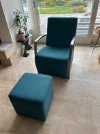 Fauteuil met hocker - Stijlvol en comfortabel, Huis en Inrichting, Fauteuils, Ophalen, Gebruikt, Minder dan 75 cm, Metaal