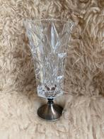 Vintage kristallen vaas op verzilverde voet jaren ‘60/‘70, Ophalen of Verzenden
