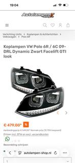 Koplampen VW Polo 6R / 6C 09- DRL Dynamic Zwart Facelift, Ophalen