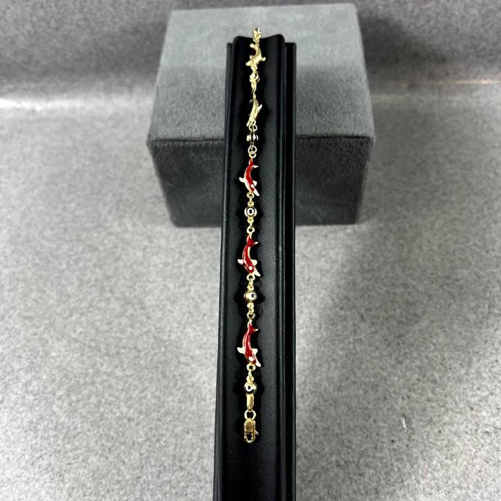 Gouden armband | 14K | 2,9gr | kinderband dolfijn | 395422, Sieraden, Tassen en Uiterlijk, Armbanden, Zo goed als nieuw, Goud