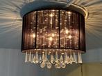 Zwarte Plafondlamp met glaskristallen, Ophalen, Gebruikt, Stof