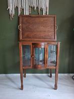 Vintage theekastje, drankenkast inclusief dienblad, Ophalen, Gebruikt, Eikenhout, Minder dan 100 cm