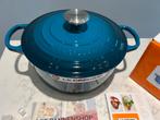 Nieuwe Le Creuset Braadpan 24 cm Deep Teal in de doos, Gietijzer, Nieuw, Ophalen of Verzenden, Keramische plaat