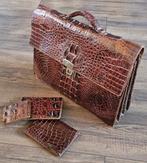 Vintage krokodillenleren aktetas set van Sudhaus, 30 cm of meer, Gebruikt, Bruin, Minder dan 35 cm