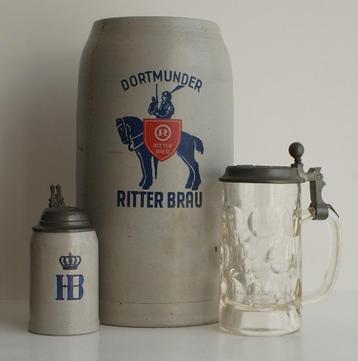 Antieke Duitse Bierpul met ruiter te paard.33 cm hoog Ritter beschikbaar voor biedingen