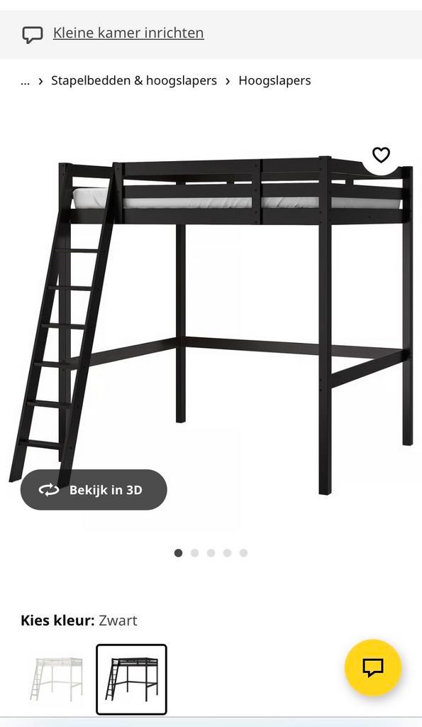 Hoogslaper zwart STORA (IKEA), Huis en Inrichting, Slaapkamer | Stapelbedden en Hoogslapers, Zo goed als nieuw, Hoogslaper, 140 cm