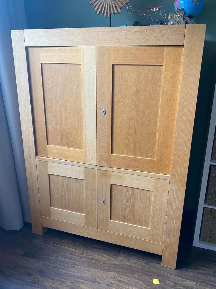 Mooi massief eiken Computerkast afmeting 120x65x160cm, Huis en Inrichting, Kasten | Computermeubels, Gebruikt, 120 tot 170 cm