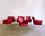6x Bert Plantagie Arc eetkamerstoel rood met nieuwe wieltjes, Huis en Inrichting, Stoelen, Ophalen, Gebruikt, Modern Design, Metaal