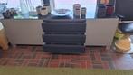 Modern dressoir met glazen blad | 226 cm breed | Grijs, Ophalen, Zo goed als nieuw, 25 tot 50 cm, Glas