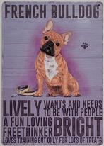 Franse Bulldog hond eigenschappen reclamebord van metaal