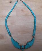 NAVAJO TURKOOIS EN ZILVEREN ADELAAR KETTING, Overige kleuren, Verzenden, Zo goed als nieuw, Steen of Mineraal