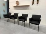 4 Nieuw Design on Stock Amra Eetkamerstoelen zwart leer, Huis en Inrichting, Stoelen, Overige kleuren, Leer, Ophalen of Verzenden