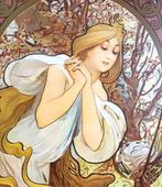 ALPHONSE MUCHA Lente Jugendstil Metalen Bord poster, Huis en Inrichting, Verzenden, Nieuw